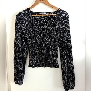Zara Polka Dot V Neck Blouse